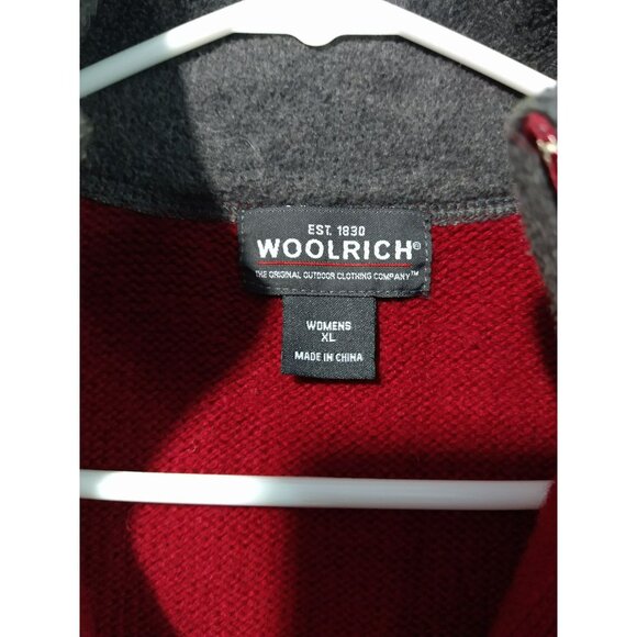 Woolrich Sweater Womens XL Red Ruby Wool Long Sleeve 1/4 Zip Pullover - Picture 5 of 8